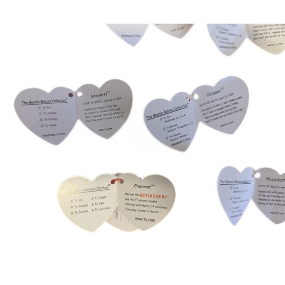 Vintage Original TY Beanie Baby Tags Lot of 6 Starlett, Charmer, Replacement Tag - Picture 3 of 5